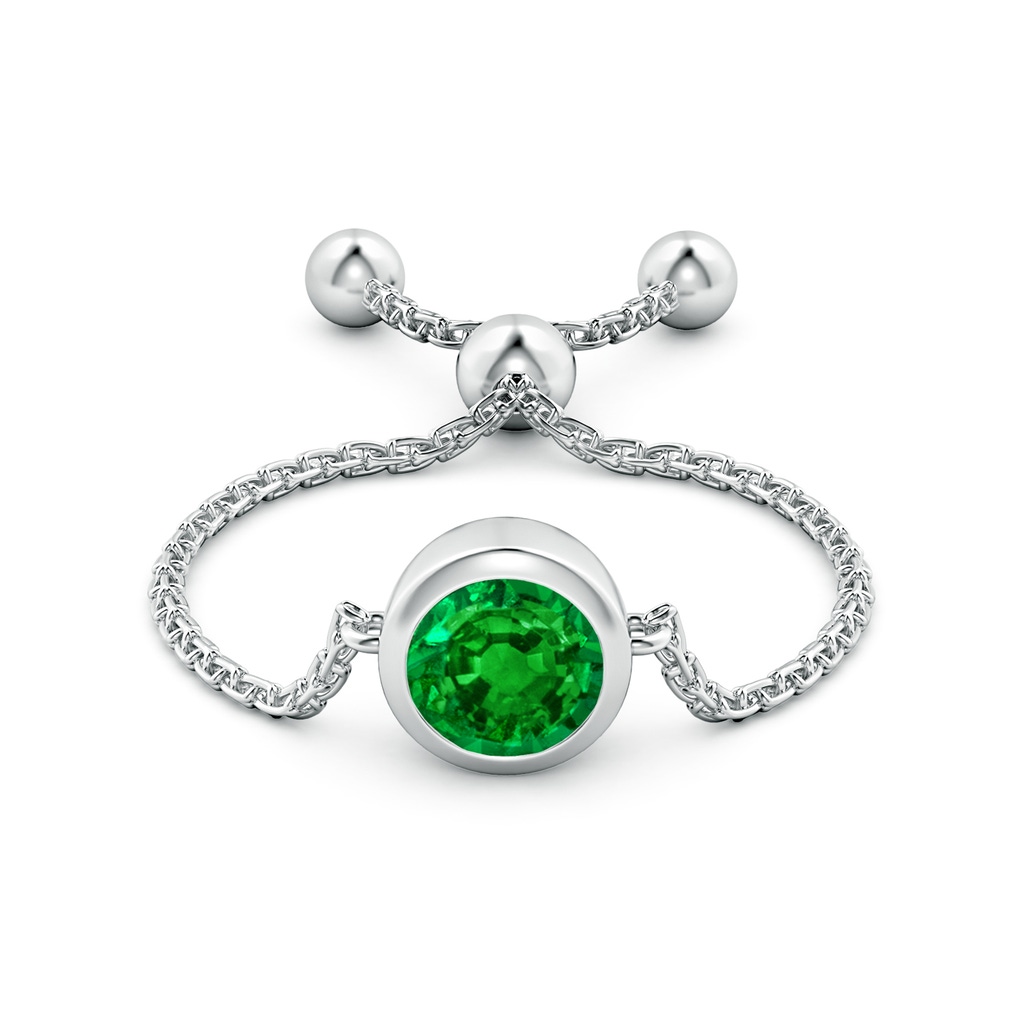 5mm Lab-Grown Bezel-Set Round Emerald Solitaire Bolo Ring in White Gold - side_1
