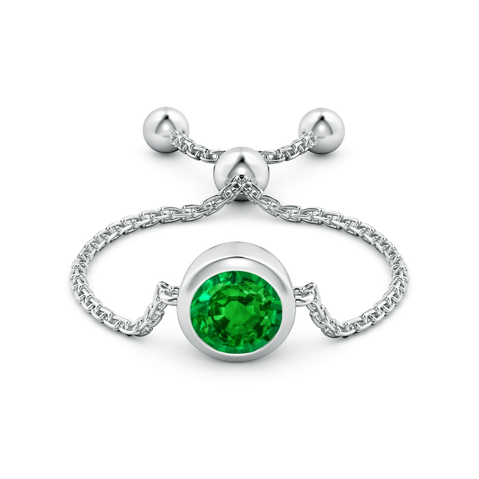 5mm Lab-Grown Bezel-Set Round Emerald Solitaire Bolo Ring in White Gold side-1