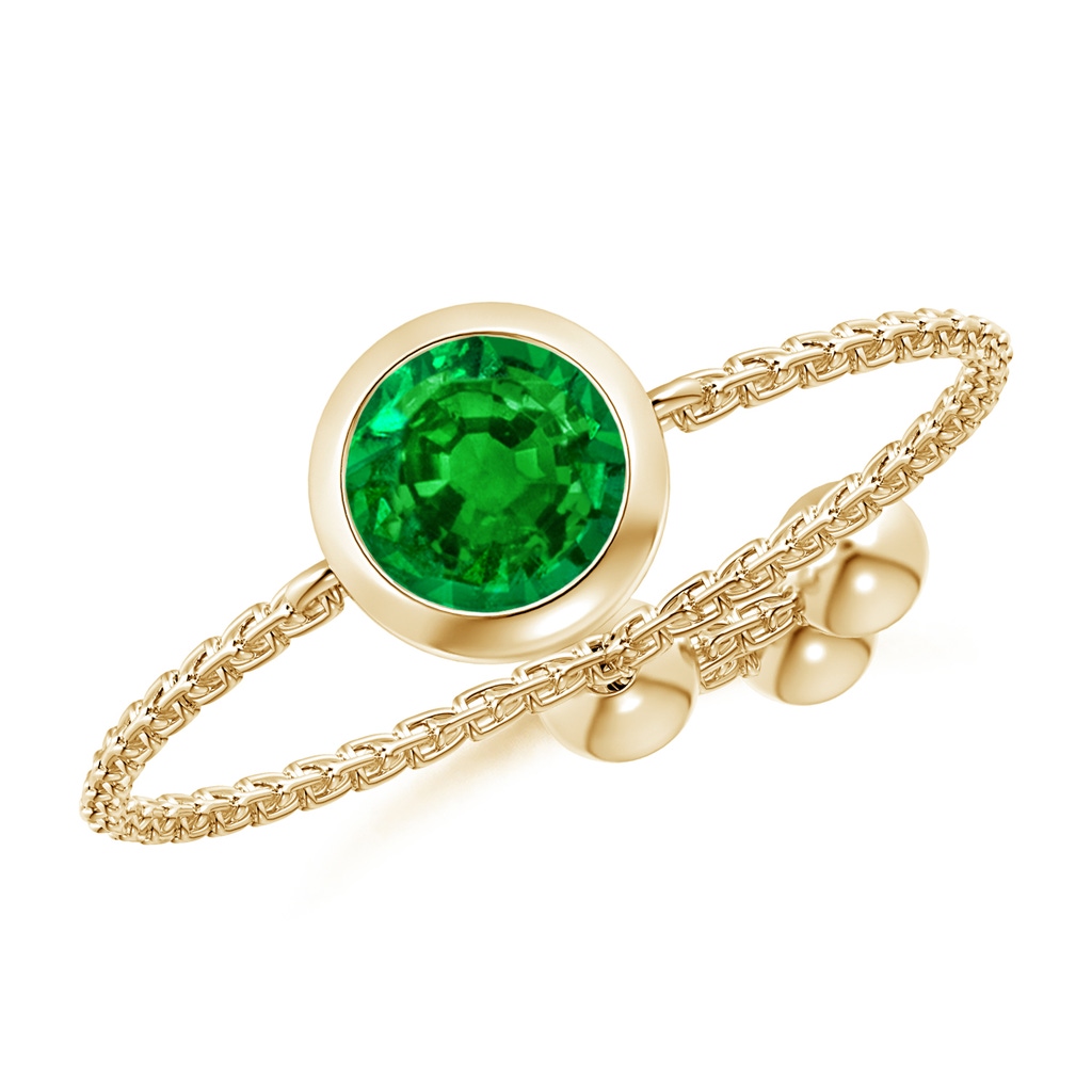 5mm AAAA Bezel-Set Round Emerald Solitaire Bolo Ring in Yellow Gold