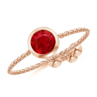 5mm AAA Bezel-Set Round Ruby Solitaire Bolo Ring in Rose Gold