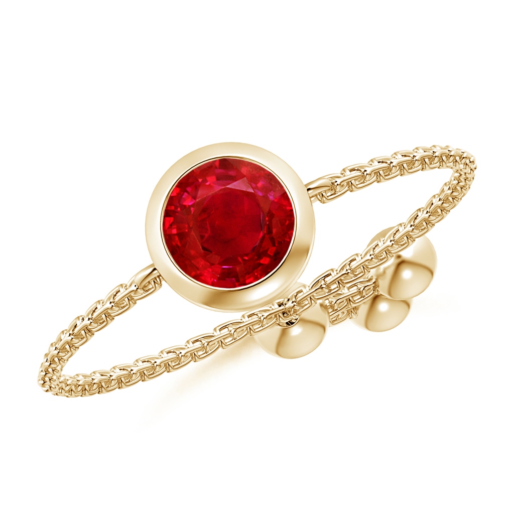5mm AAA Bezel-Set Round Ruby Solitaire Bolo Ring in Yellow Gold