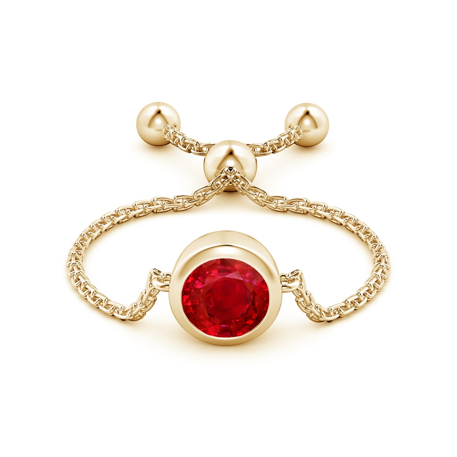 5mm AAA Bezel-Set Round Ruby Solitaire Bolo Ring in Yellow Gold side-1