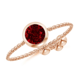 5mm AAAA Bezel-Set Round Ruby Solitaire Bolo Ring in Rose Gold