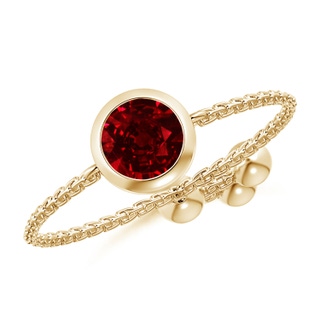 5mm AAAA Bezel-Set Round Ruby Solitaire Bolo Ring in Yellow Gold