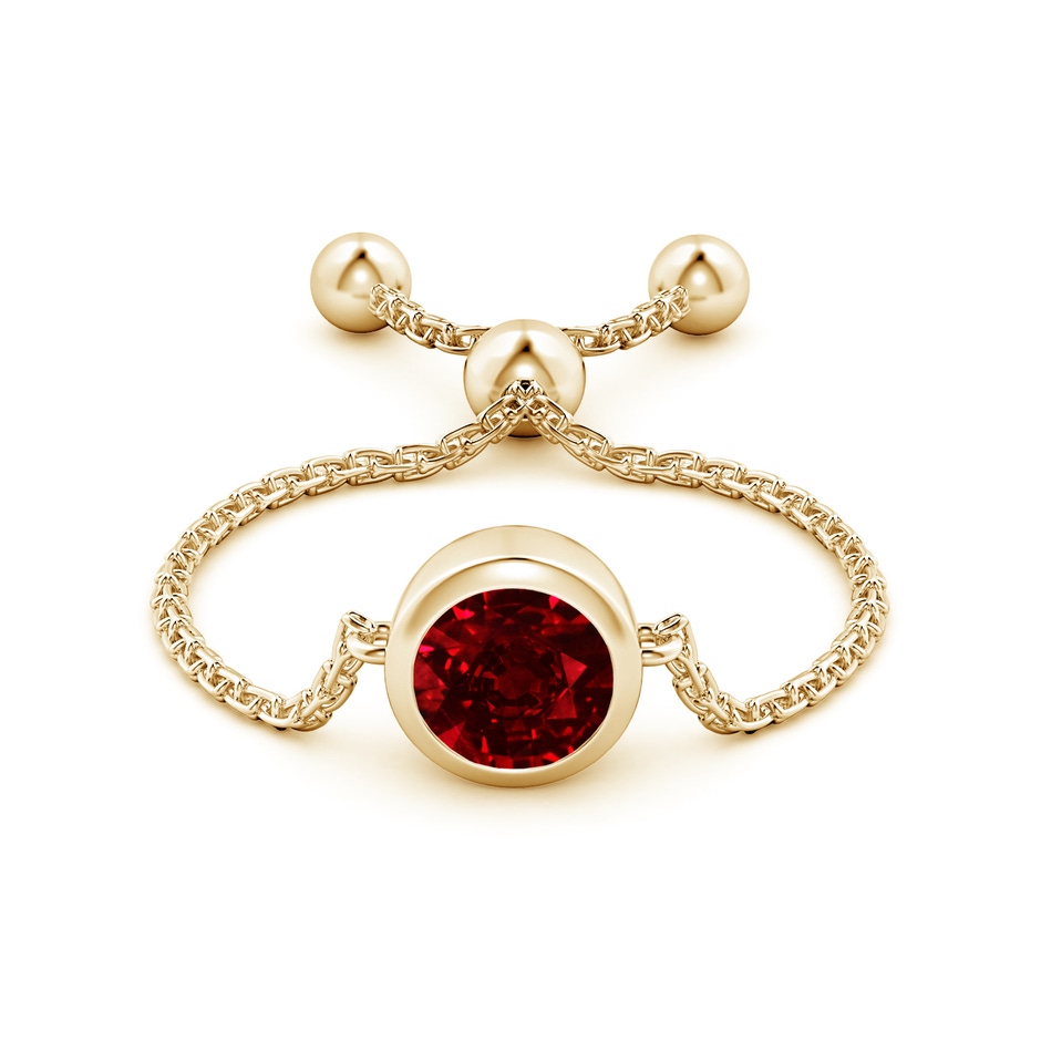 5mm AAAA Bezel-Set Round Ruby Solitaire Bolo Ring in Yellow Gold side-1