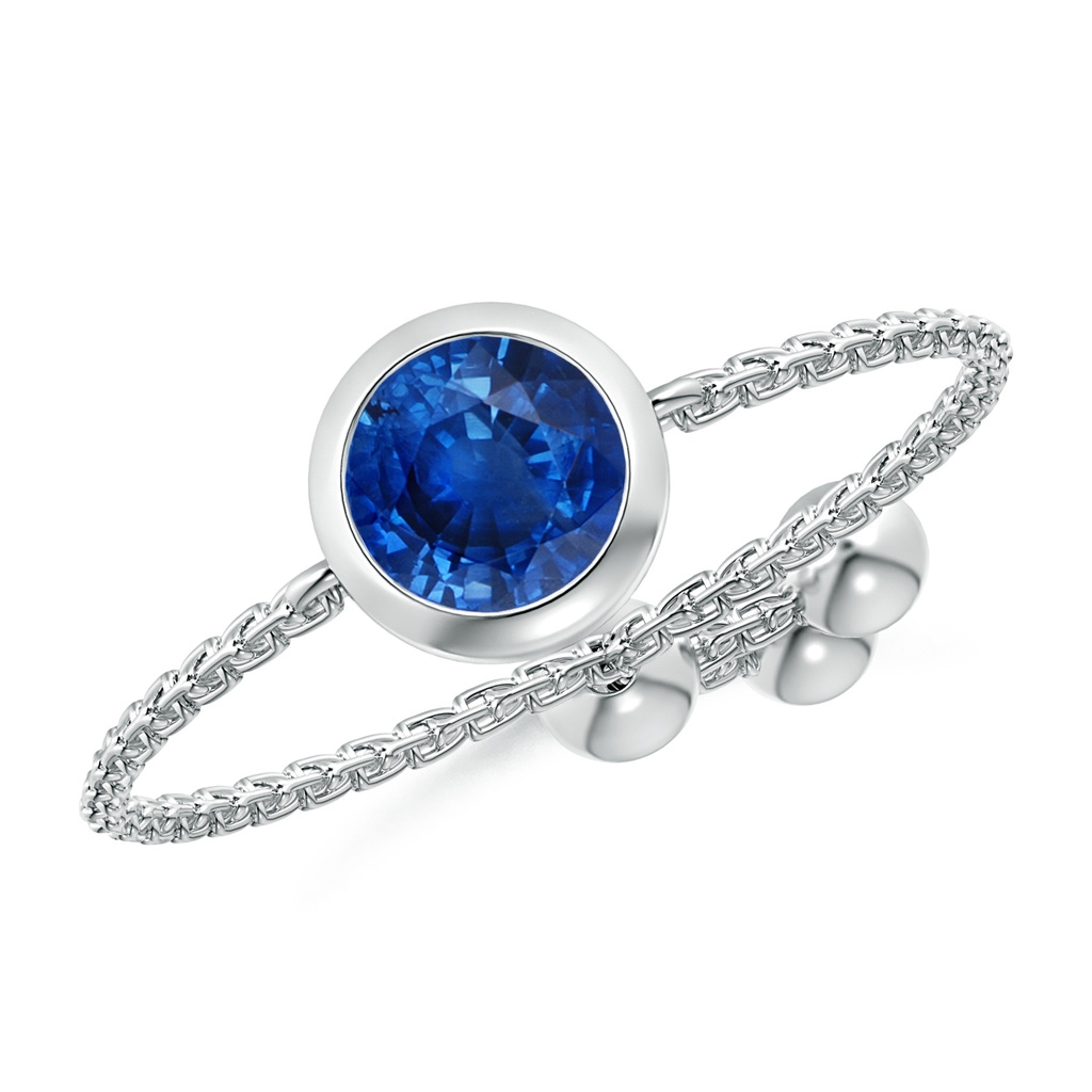 5mm AAA Bezel-Set Round Sapphire Solitaire Bolo Ring in White Gold