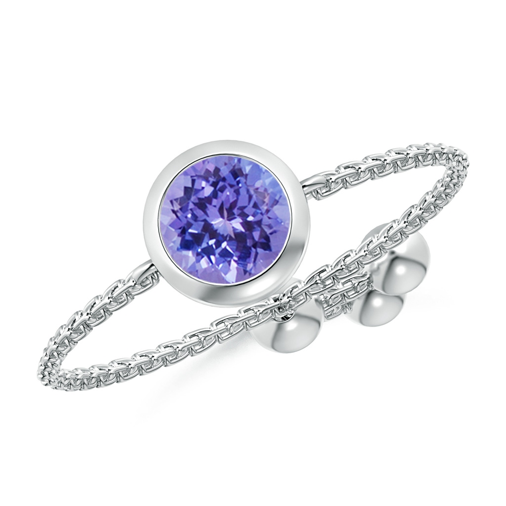5mm AAA Bezel-Set Round Tanzanite Solitaire Bolo Ring in White Gold