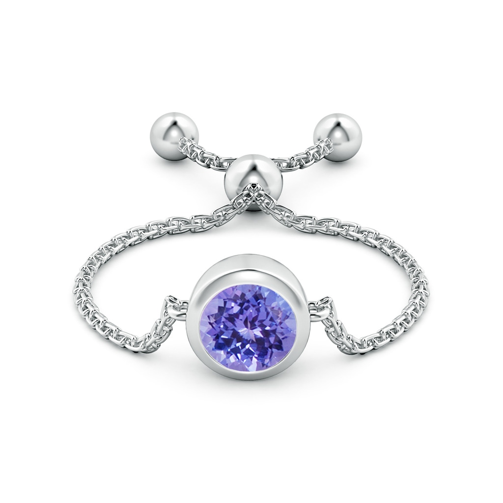 5mm AAA Bezel-Set Round Tanzanite Solitaire Bolo Ring in White Gold Side-1