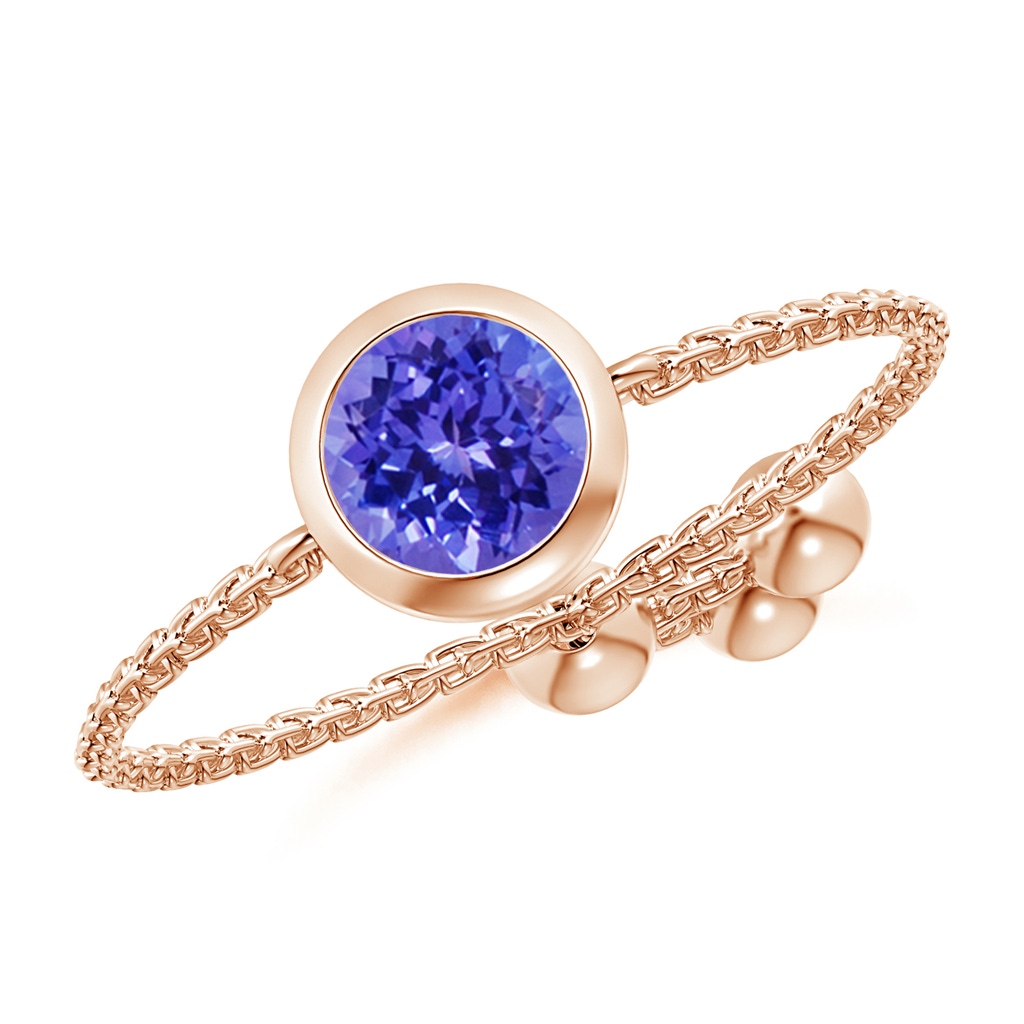 5mm AAAA Bezel-Set Round Tanzanite Solitaire Bolo Ring in Rose Gold