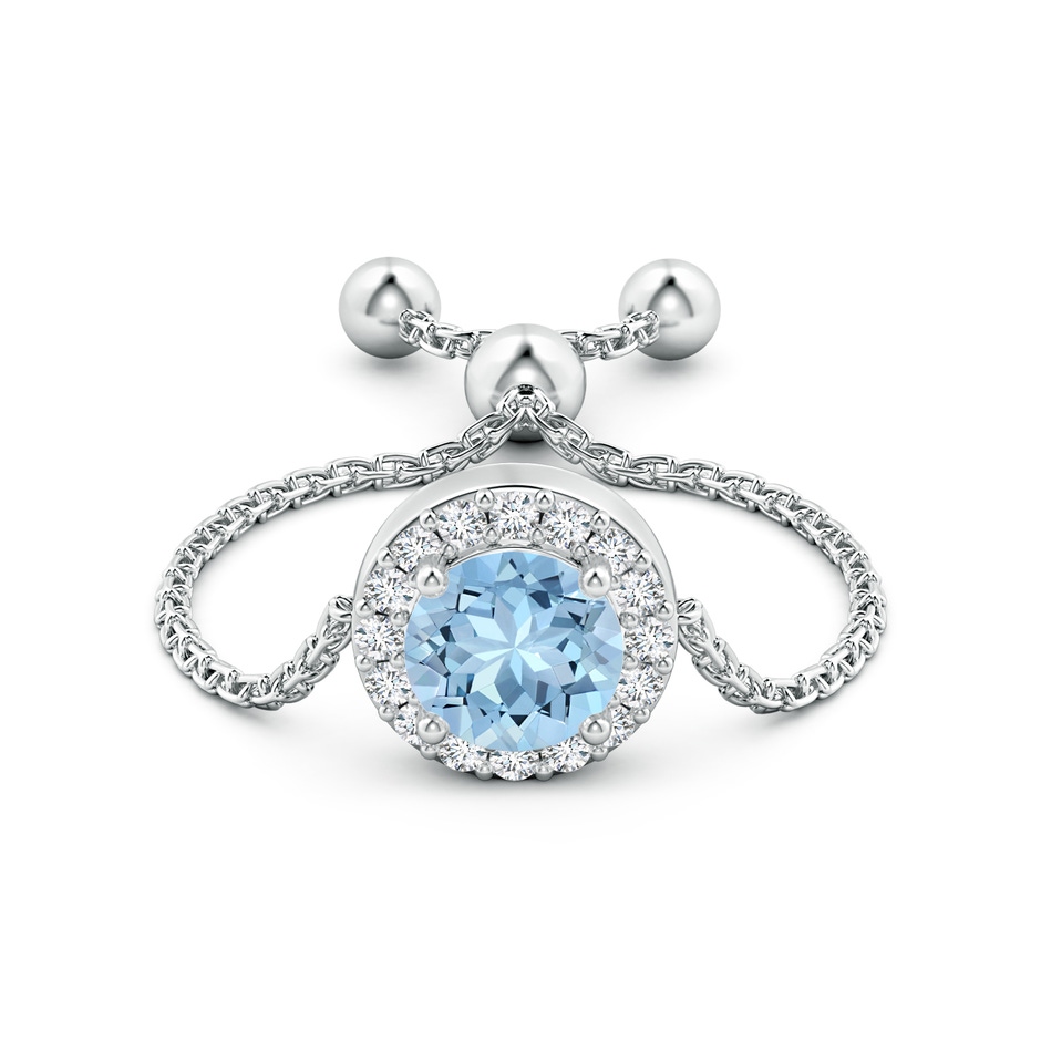 5mm AAA Round Aquamarine Bolo Ring with Diamond Halo in White Gold side-1