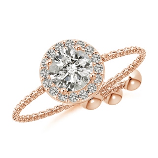 5mm KI3 Round Diamond Bolo Ring with Halo in Rose Gold