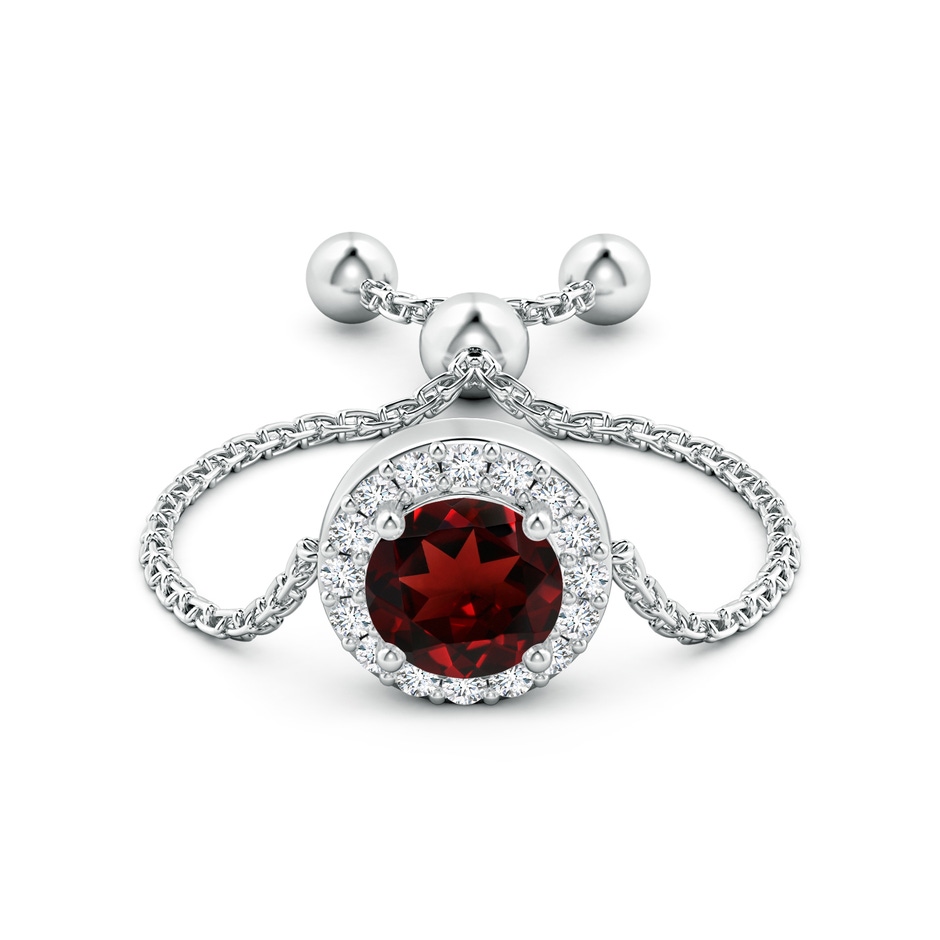 5mm AAA Round Garnet Bolo Ring with Diamond Halo in White Gold side-1