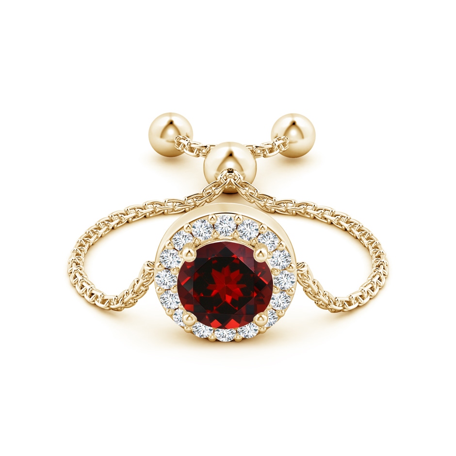 5mm AAAA Round Garnet Bolo Ring with Diamond Halo in Yellow Gold side-1