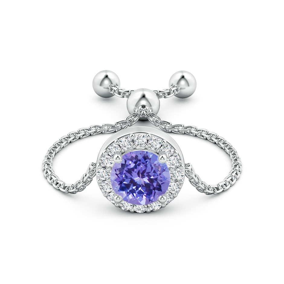 5mm AAA Round Tanzanite Bolo Ring with Diamond Halo in White Gold side-1