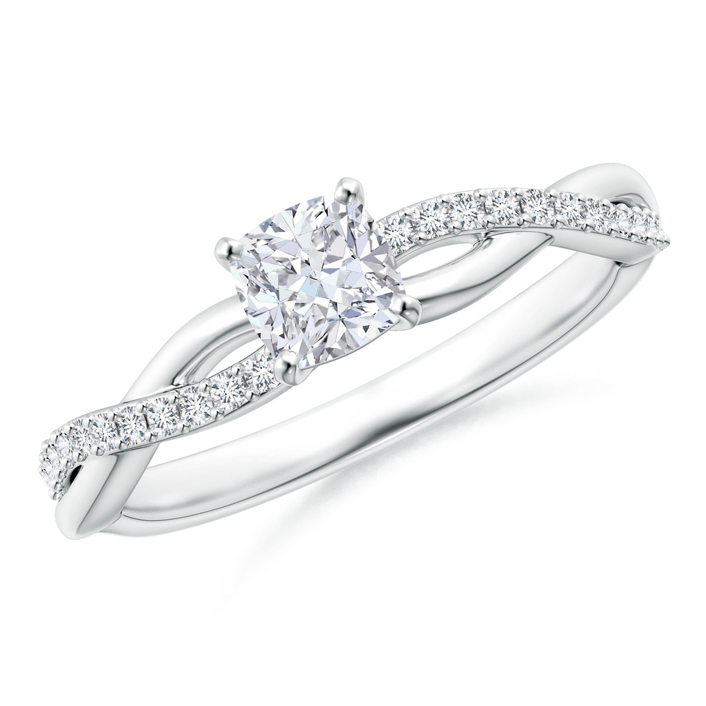 4.5mm GVS2 Cushion Diamond Infinity Twist Shank Ring with Accents in P950 Platinum