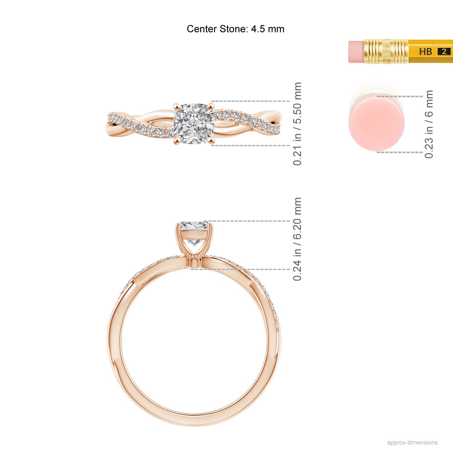 I-J, I1-I2 / 0.49 CT / 14 KT Rose Gold