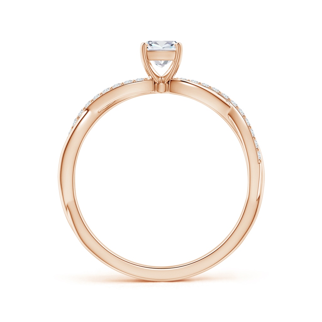 4mm GVS2 Cushion Diamond Infinity Twist Shank Ring with Accents in Rose Gold - side 199
