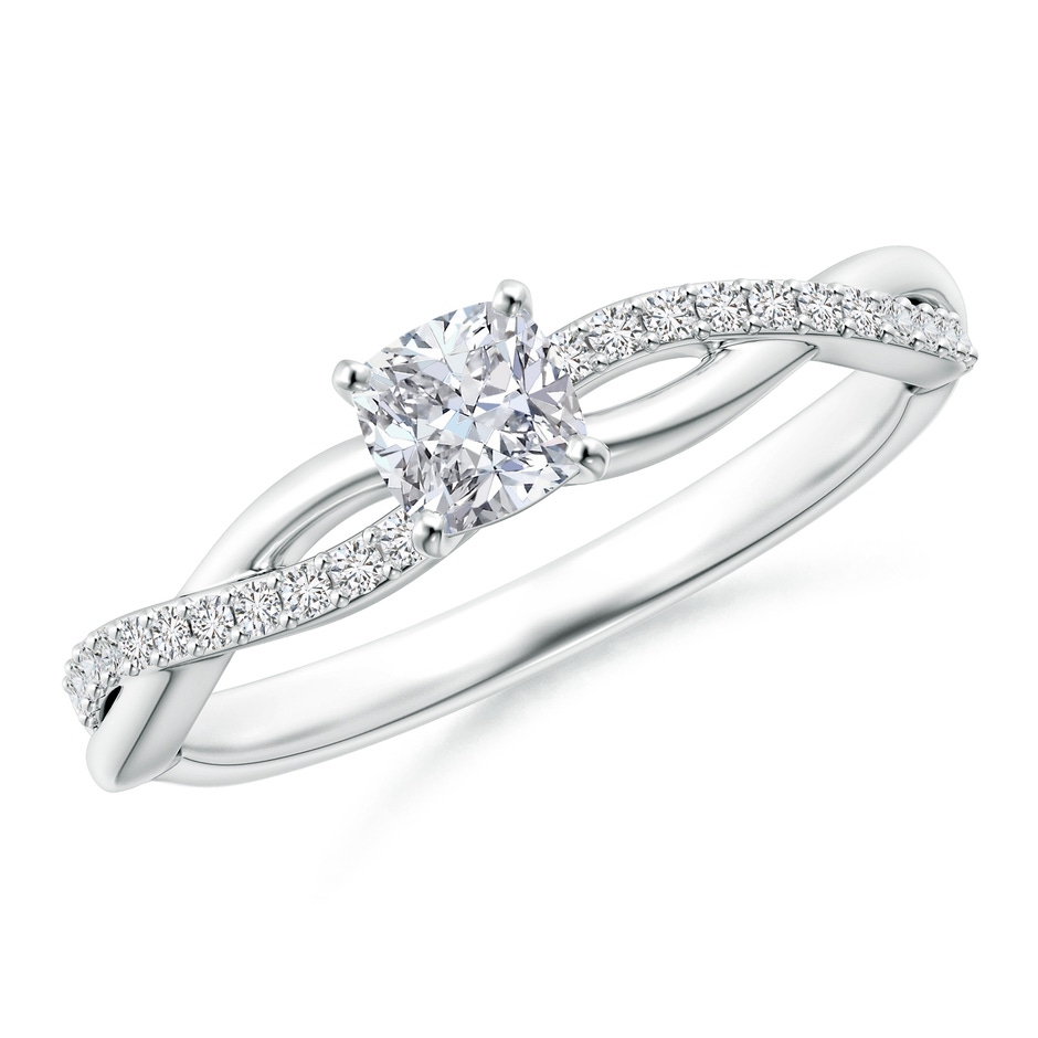 4mm HSI2 Cushion Diamond Infinity Twist Shank Ring with Accents in White Gold 