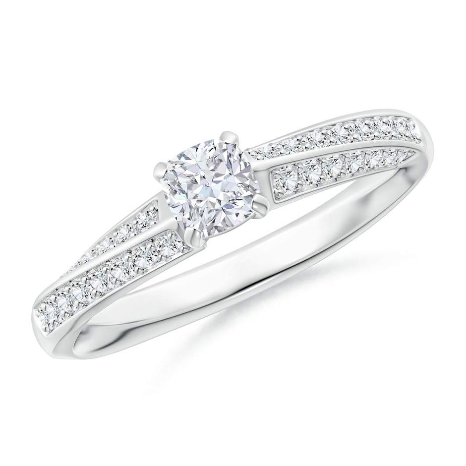 4mm GVS2 Cushion Diamond Twist Shank Ring with Double Row Accents in P950 Platinum 
