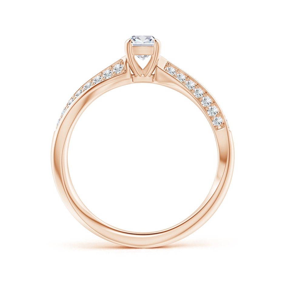 4mm GVS2 Cushion Diamond Twist Shank Ring with Double Row Accents in Rose Gold side-1