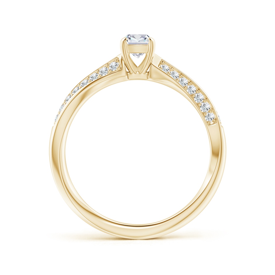 4mm GVS2 Cushion Diamond Twist Shank Ring with Double Row Accents in Yellow Gold side-1