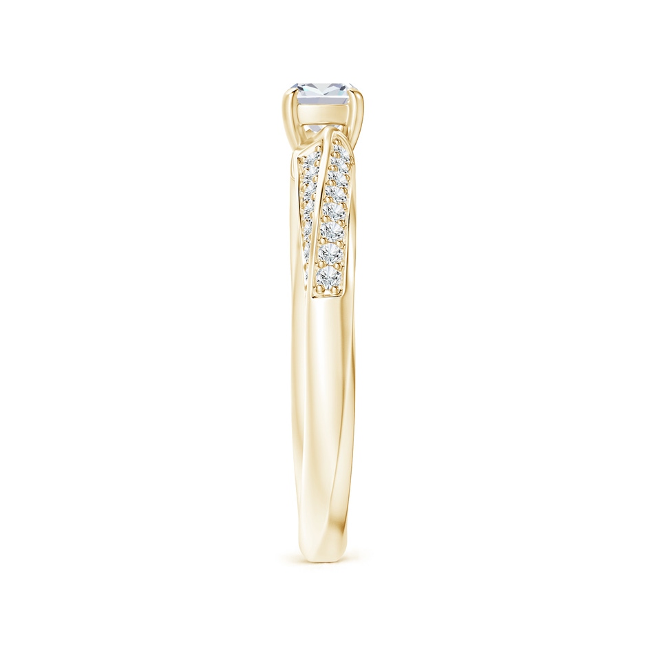 4mm GVS2 Cushion Diamond Twist Shank Ring with Double Row Accents in Yellow Gold side-2