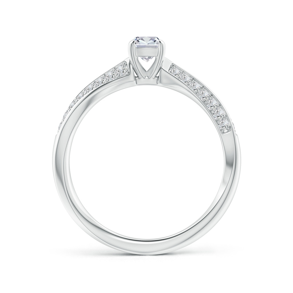 4mm HSI2 Cushion Diamond Twist Shank Ring with Double Row Accents in White Gold Side-1