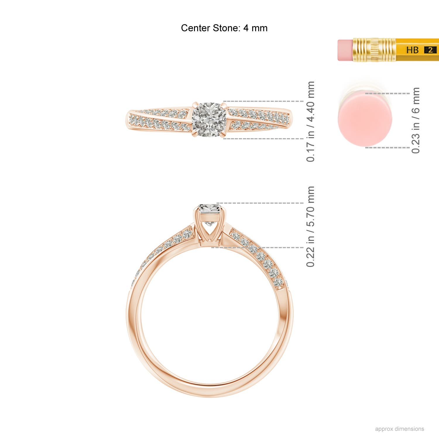 K, I3 / 0.49 CT / 14 KT Rose Gold