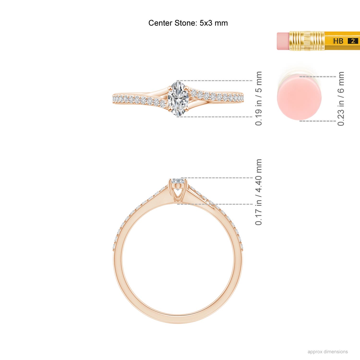 H, SI2 / 0.34 CT / 14 KT Rose Gold