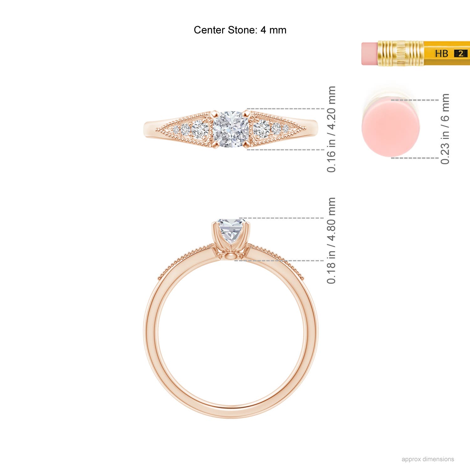 H, SI2 / 0.35 CT / 14 KT Rose Gold