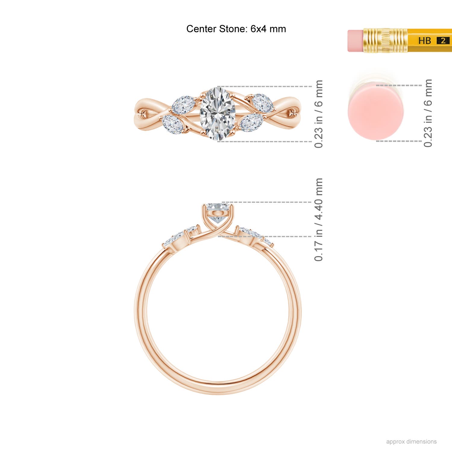 H, SI2 / 0.71 CT / 14 KT Rose Gold