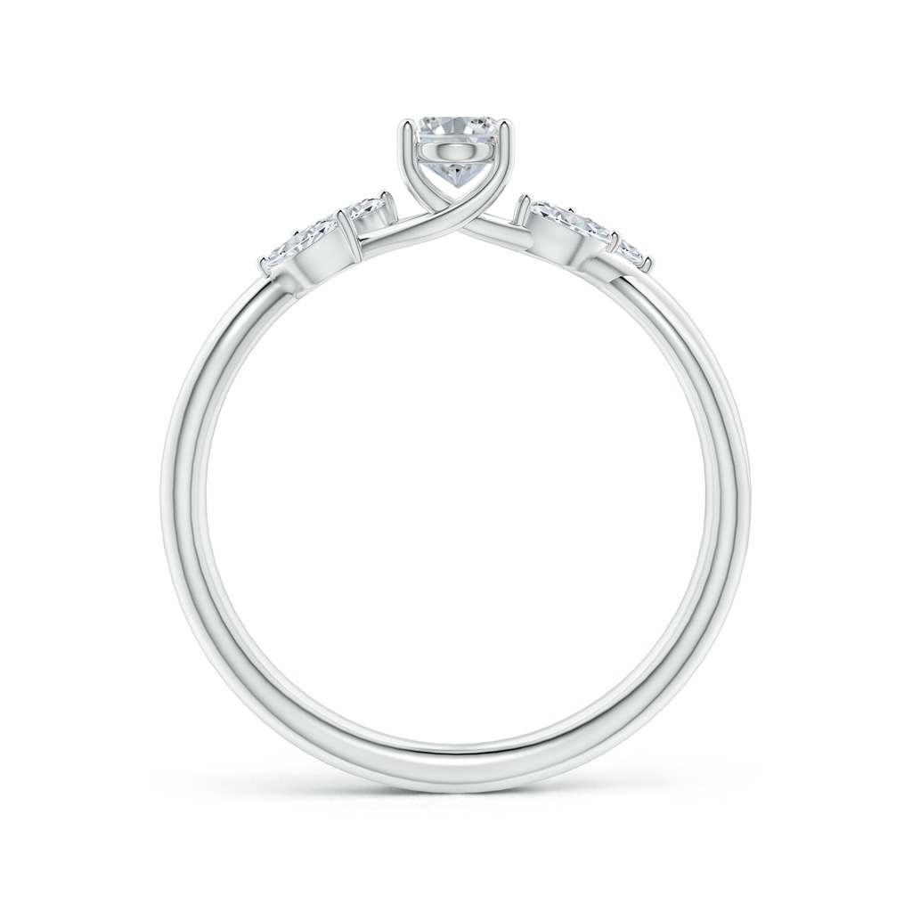 6x4mm HSI2 Nature-Inspired Oval Diamond Willow Ring with Marquise Accents in White Gold Side-1