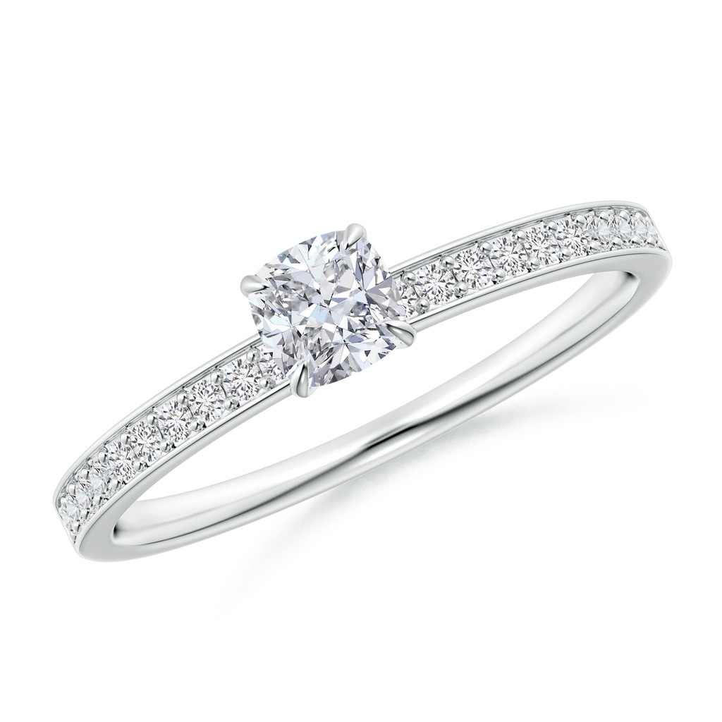 4mm HSI2 Classic Cushion Diamond Engagement Ring with Pave Accents in White Gold