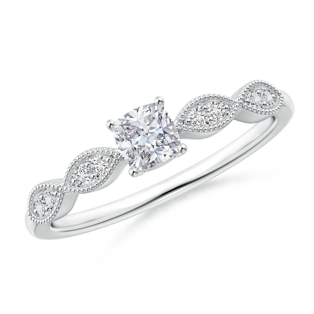 4mm HSI2 Cushion Diamond Engagement Ring with Marquise Motifs in White Gold