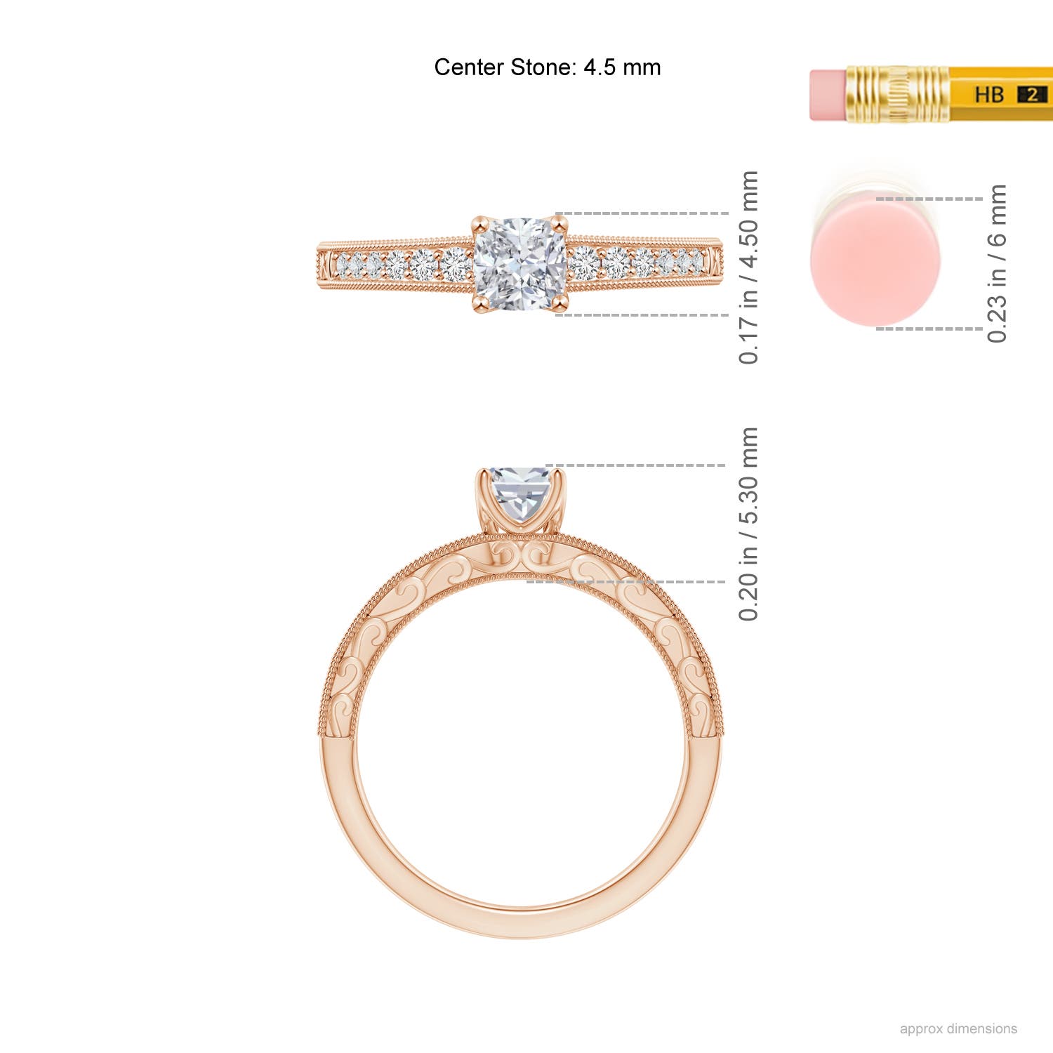 H, SI2 / 0.52 CT / 14 KT Rose Gold