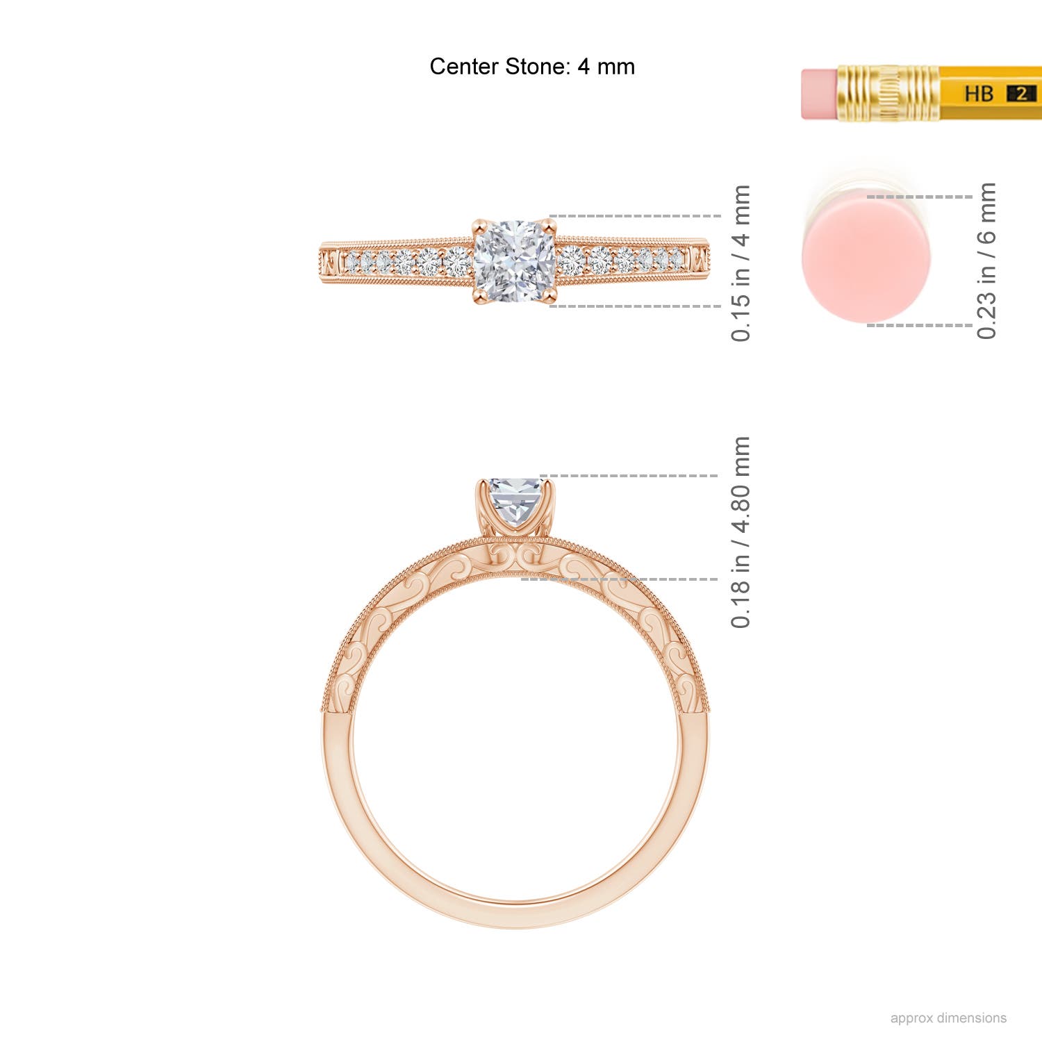 H, SI2 / 0.37 CT / 14 KT Rose Gold