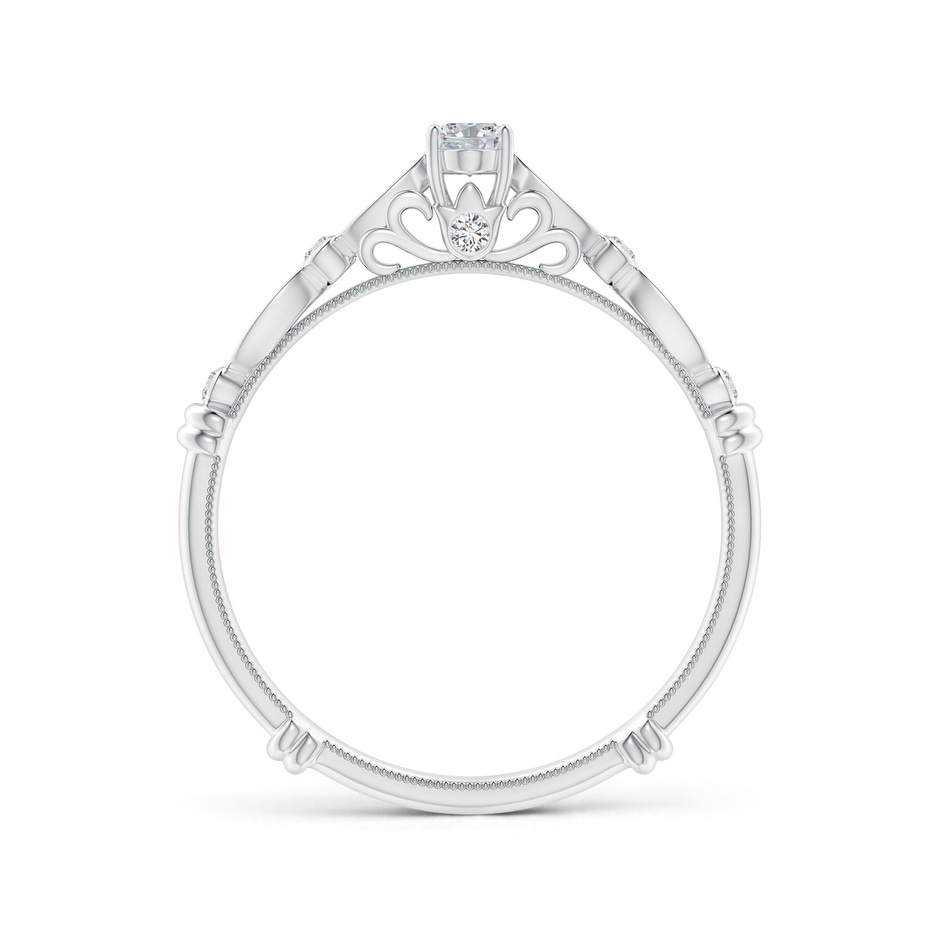 5x3mm HSI2 Vintage Style Oval Diamond Ring with Marquise & Dot Shank in White Gold side-1