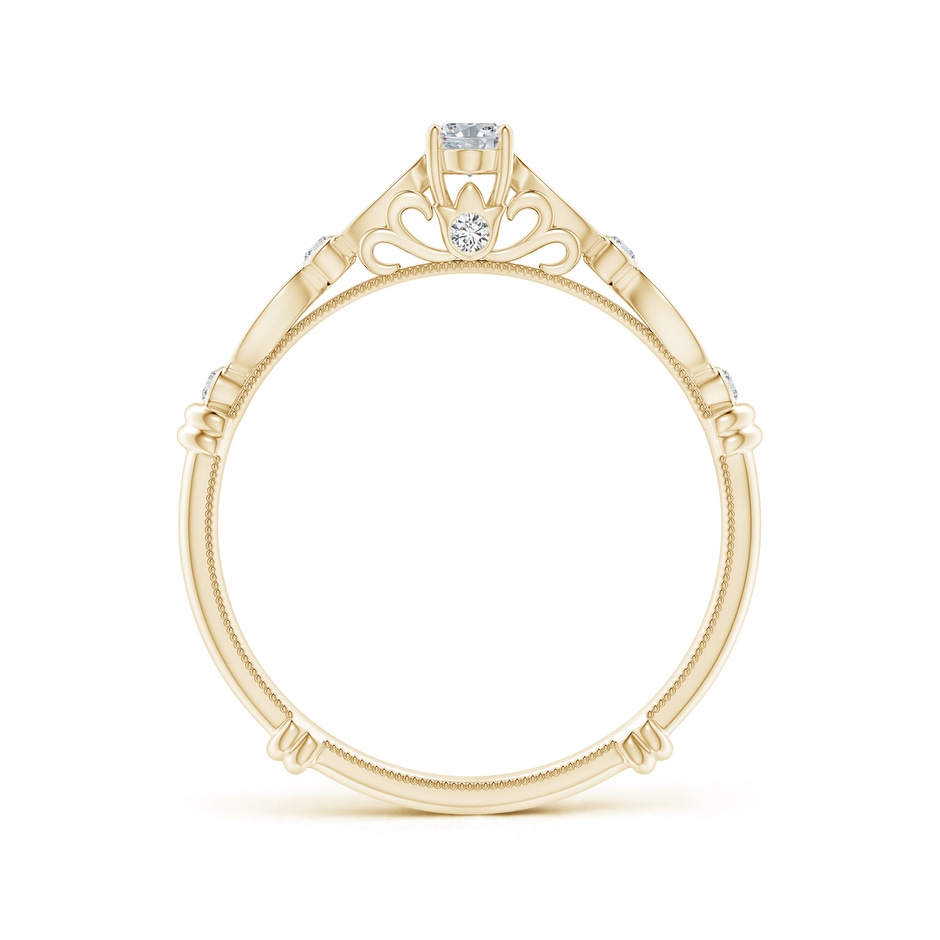 5x3mm HSI2 Vintage Style Oval Diamond Ring with Marquise & Dot Shank in Yellow Gold side-1