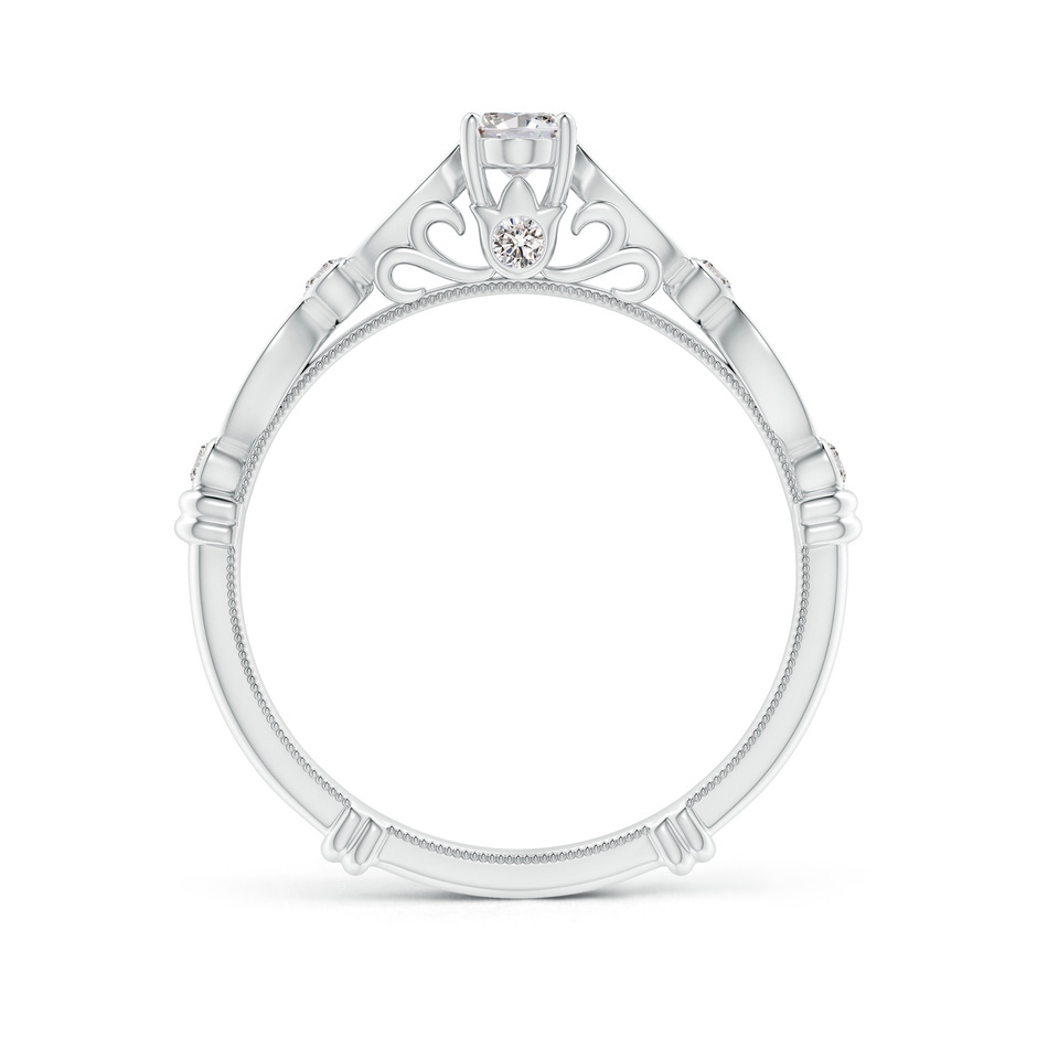 6x4mm IJI1I2 Vintage Style Oval Diamond Ring with Marquise & Dot Shank in White Gold side-1
