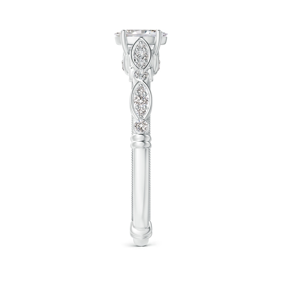 6x4mm IJI1I2 Vintage Style Oval Diamond Ring with Marquise & Dot Shank in White Gold side-2