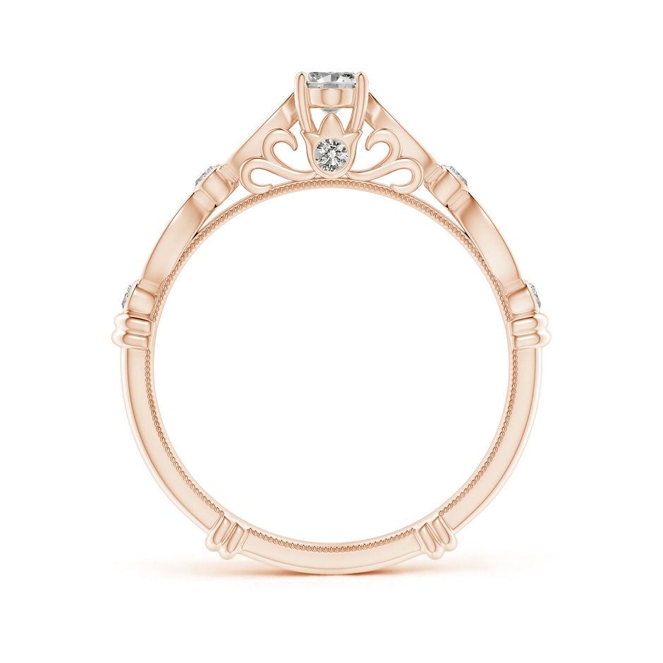 6x4mm KI3 Vintage Style Oval Diamond Ring with Marquise & Dot Shank in Rose Gold side-1