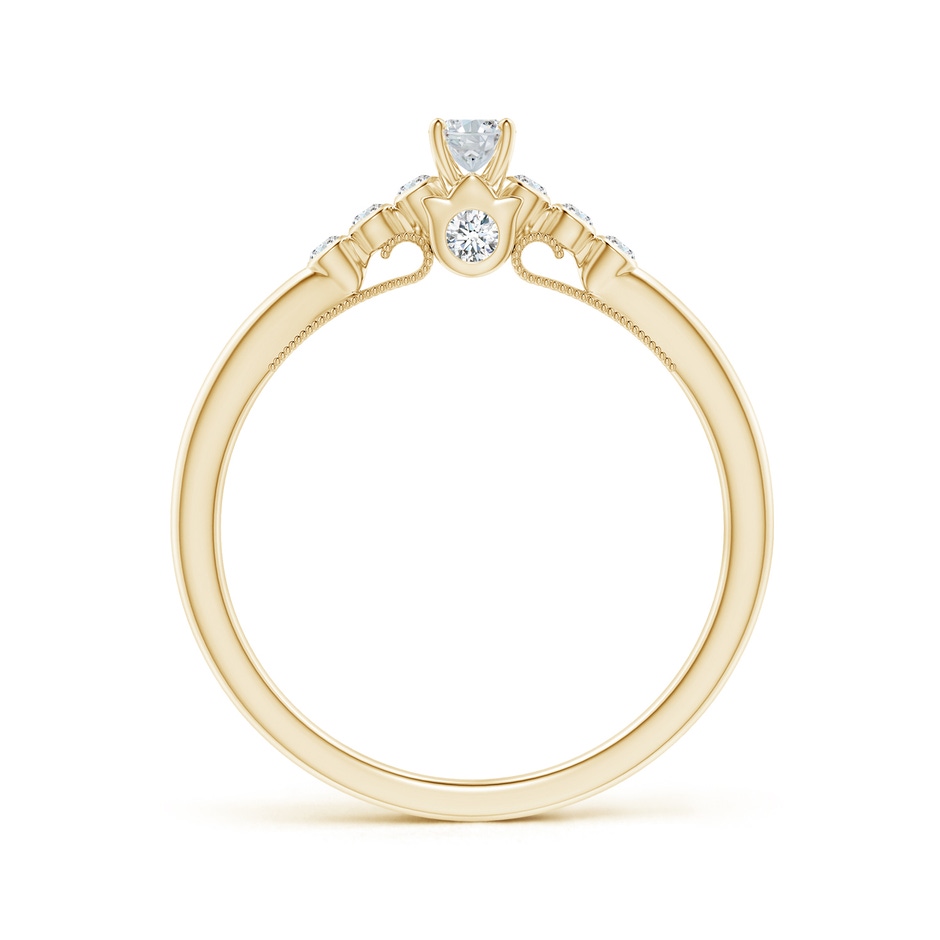 5x3mm GVS2 Oval Diamond Engagement Ring with Bezel-Set Accents in Yellow Gold side-1