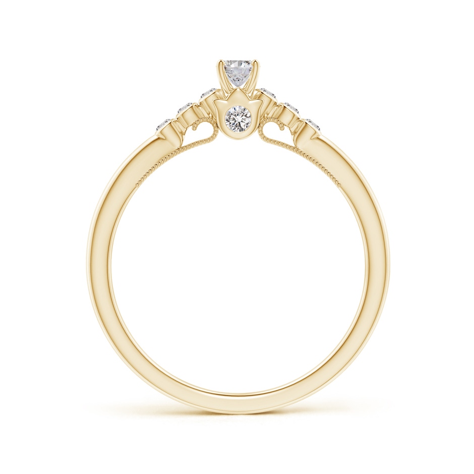 5x3mm IJI1I2 Oval Diamond Engagement Ring with Bezel-Set Accents in Yellow Gold side-1