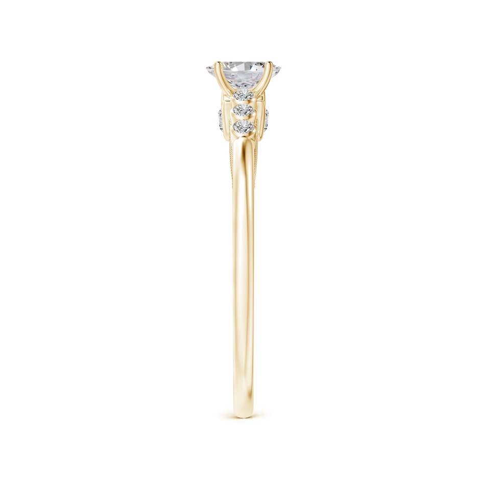 5x3mm IJI1I2 Oval Diamond Engagement Ring with Bezel-Set Accents in Yellow Gold side-2