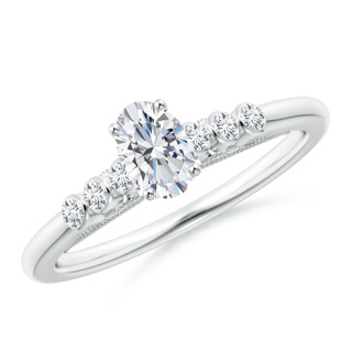 6x4mm GVS2 Oval Diamond Engagement Ring with Bezel-Set Accents in P950 Platinum