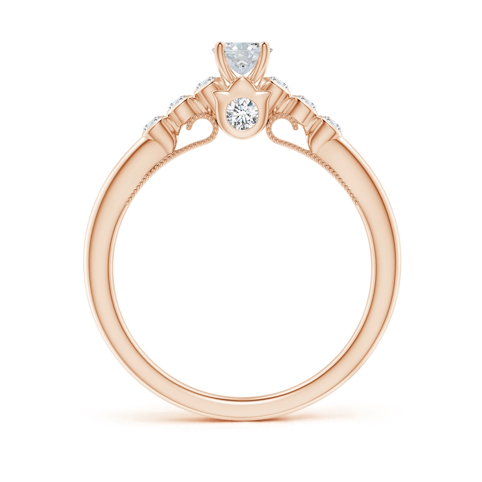 6x4mm GVS2 Oval Diamond Engagement Ring with Bezel-Set Accents in Rose Gold side-1