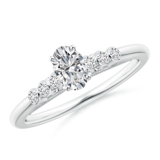 6x4mm HSI2 Oval Diamond Engagement Ring with Bezel-Set Accents in P950 Platinum