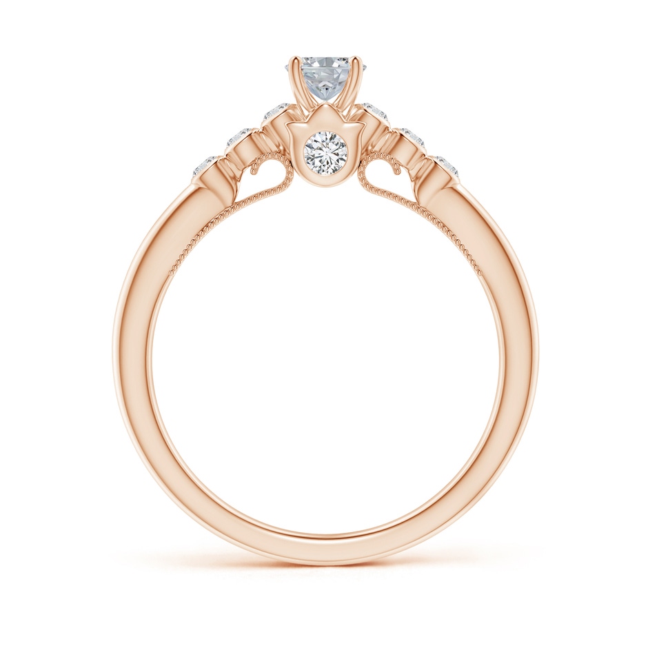 6x4mm HSI2 Oval Diamond Engagement Ring with Bezel-Set Accents in Rose Gold side-1