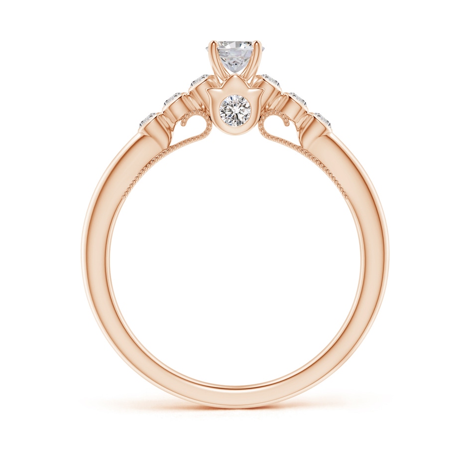 6x4mm IJI1I2 Oval Diamond Engagement Ring with Bezel-Set Accents in Rose Gold side-1