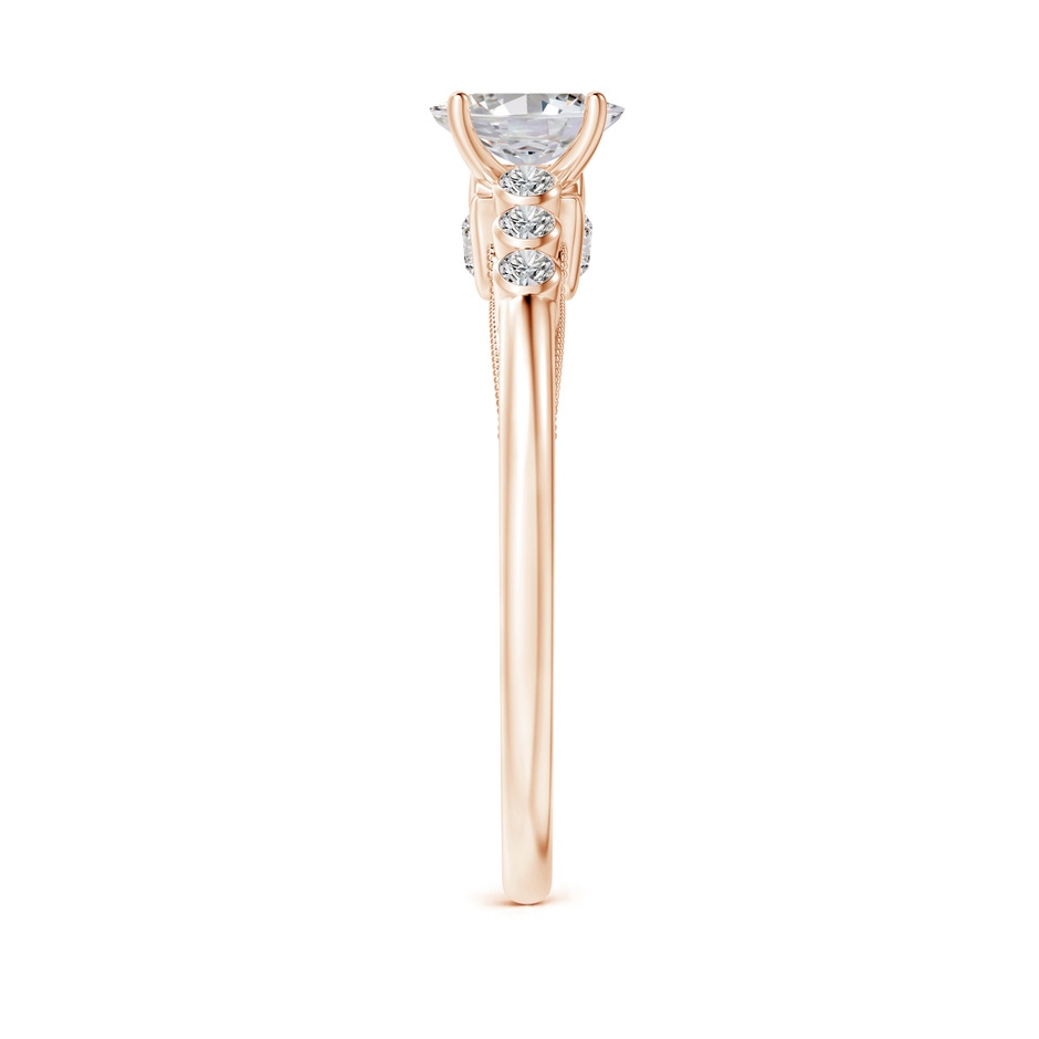 6x4mm IJI1I2 Oval Diamond Engagement Ring with Bezel-Set Accents in Rose Gold side-2